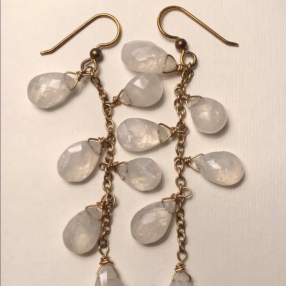 Moonstone gold filled beaded earrings - Picture 6 of 8